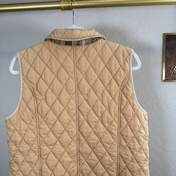 Women's L.L. Bean Tan Quilted Cotton Blend Button Front Vest Size Large - Picture 9 of 11